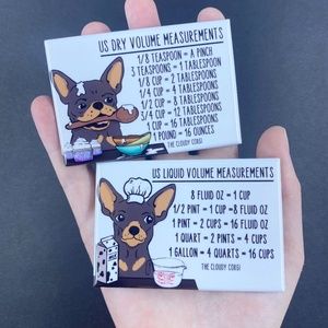Black and Tan Chihuahua Dog Measuring Chart Magnet Set Kitchen Cooking Baking